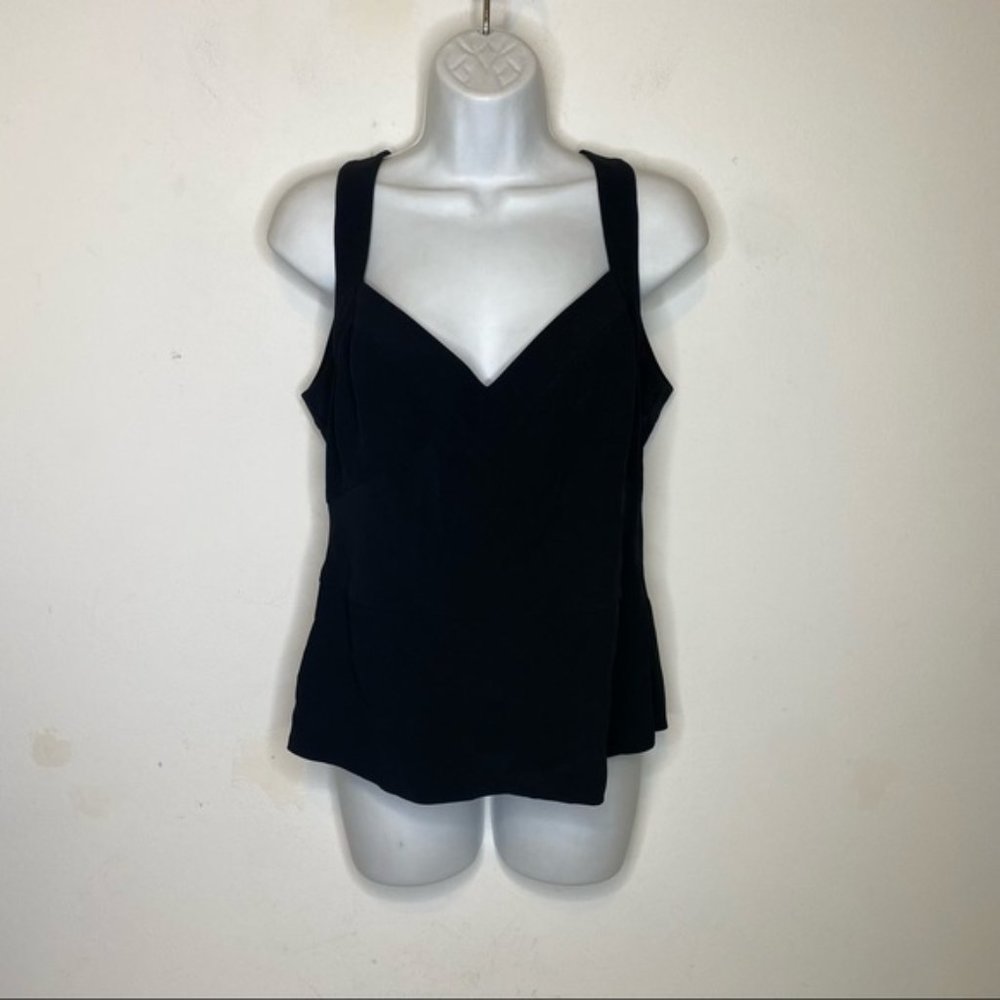 Lafayette 148 New York Black Sweet heart Peplum Blouse size 8